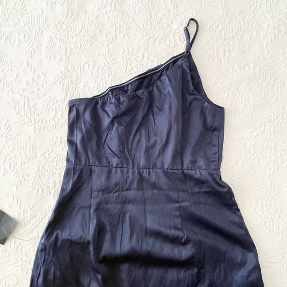 NWT Lulus Law of Attraction Navy Blue One-Shoulder Asymmetrical Midi Dress Large - Picture 5 of 8